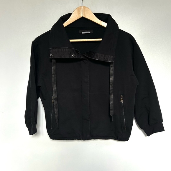 Prada bomber jacket crop zip black top high neck size small - Picture 2 of 11